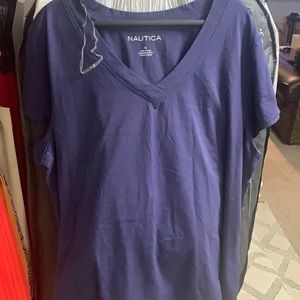 NWT Nautica navy sleep v neck T-shirt 1x